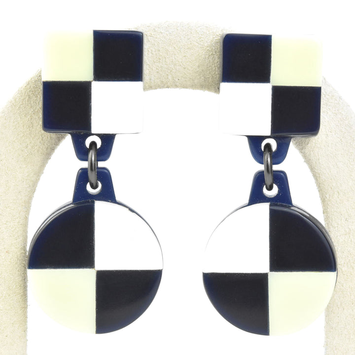 Aurora AM Checkered Dangles, Navy & White
