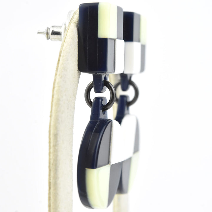 Aurora AM Checkered Dangles, Navy & White
