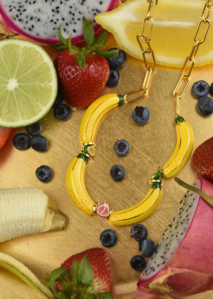 Banana Papaya & Pomegranate Necklace - Goldmakers Fine Jewelry
