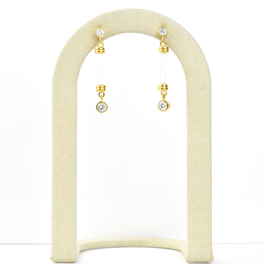 Ultra Dainty Bar & CZ Lucite Earrings - Goldmakers Fine Jewelry