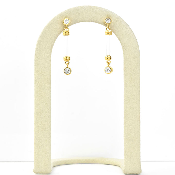 Ultra Dainty Bar & CZ Lucite Earrings - Goldmakers Fine Jewelry