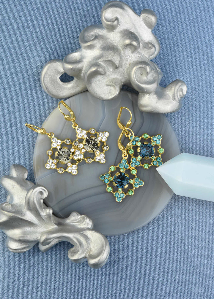 Baroque Crystal Snowflake Earrings - Goldmakers Fine Jewelry