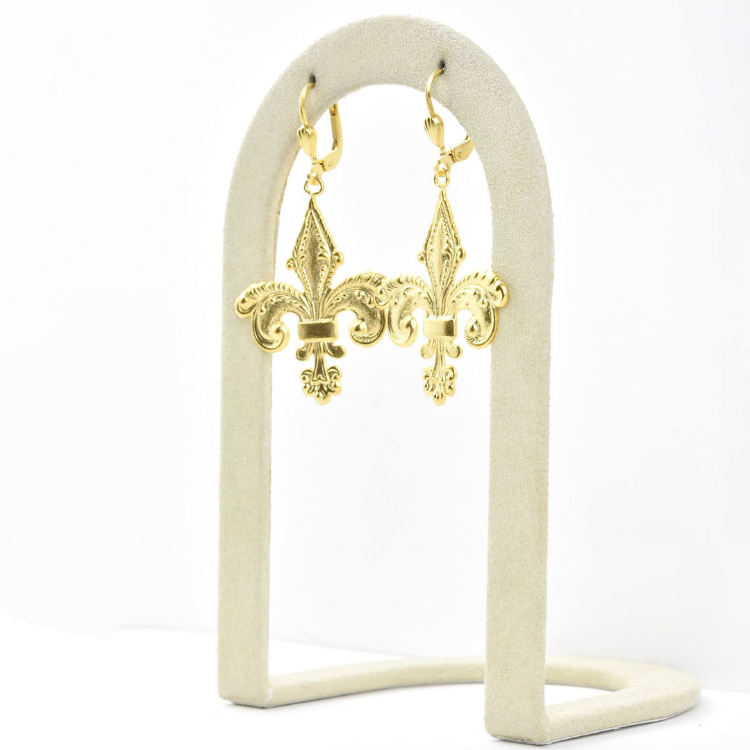 Baroque Fleur-de-lis Earrings - Goldmakers Fine Jewelry