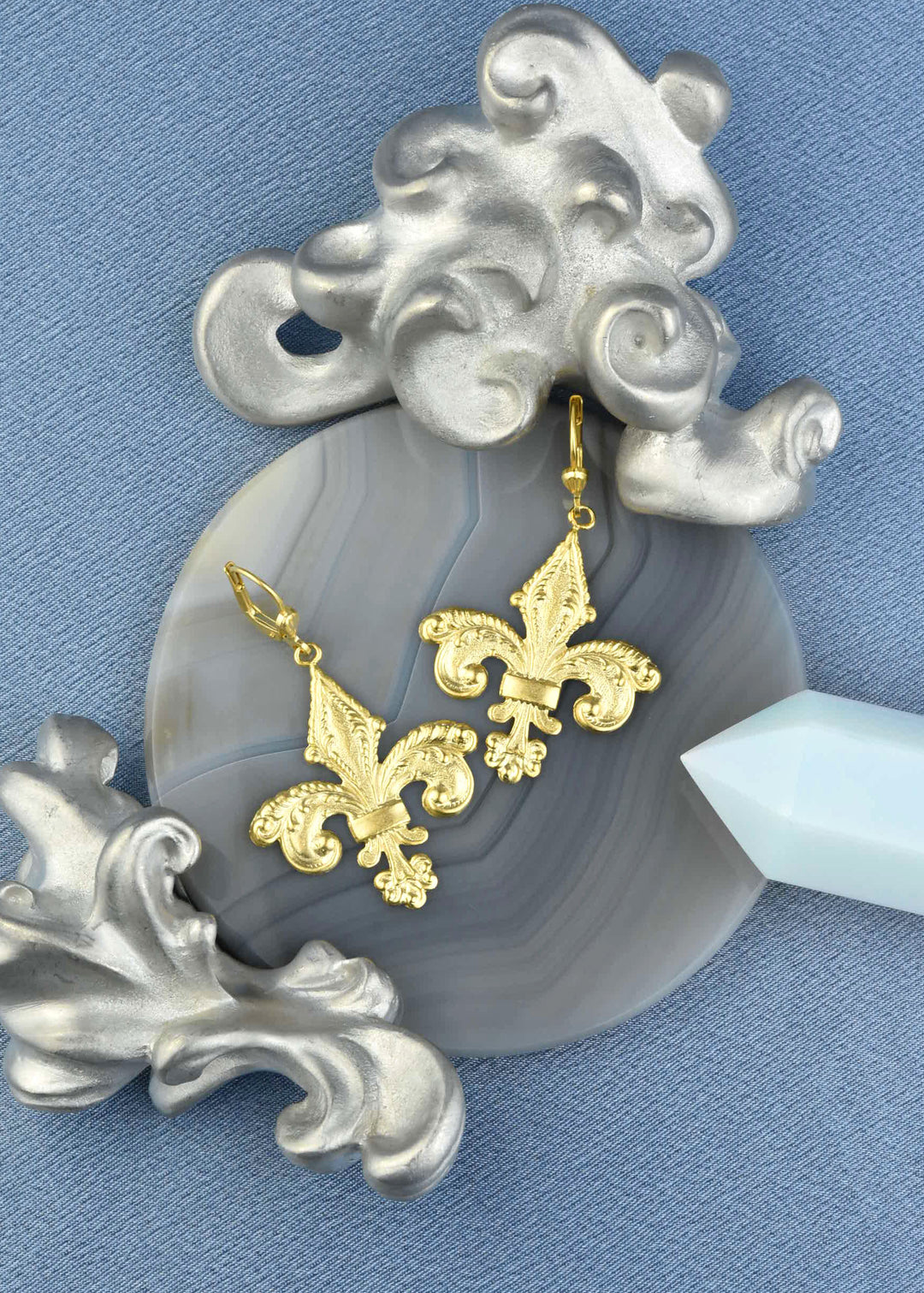 Baroque Fleur-de-lis Earrings - Goldmakers Fine Jewelry