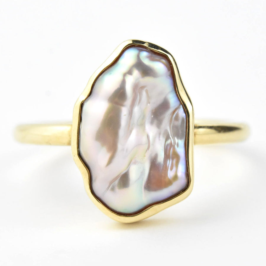 Baroque Pearl Ring in Yellow Gold - Goldmakers Fine Jewelry