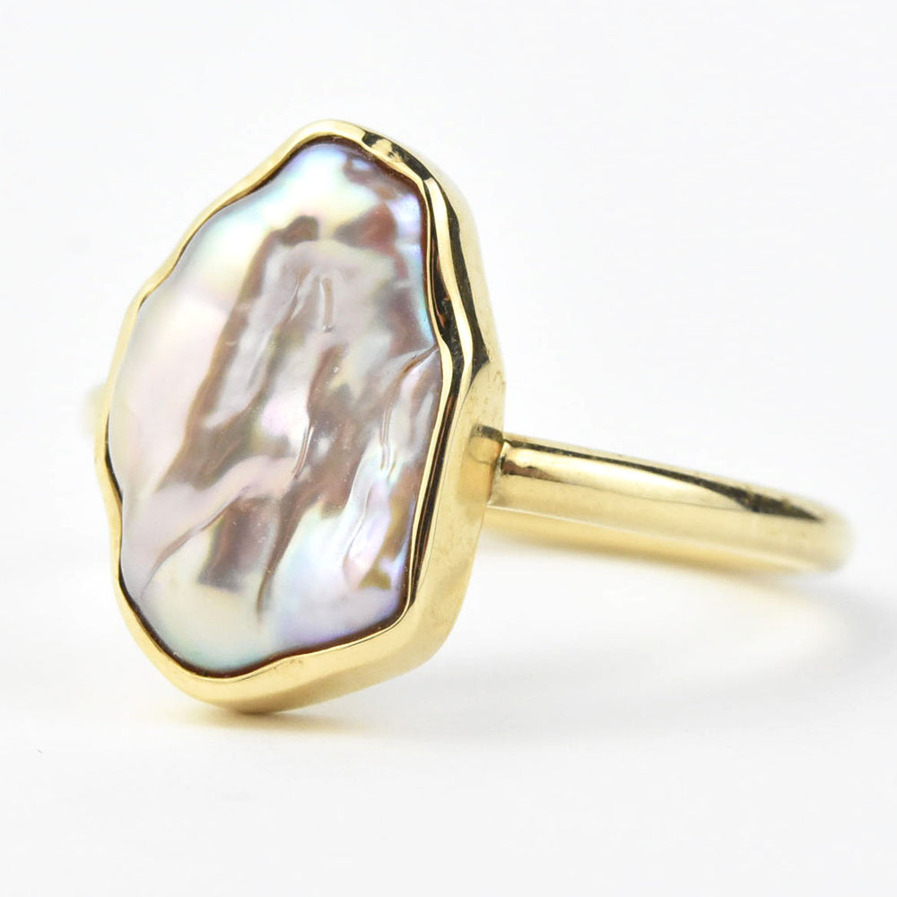 Baroque Pearl Ring in Yellow Gold - Goldmakers Fine Jewelry