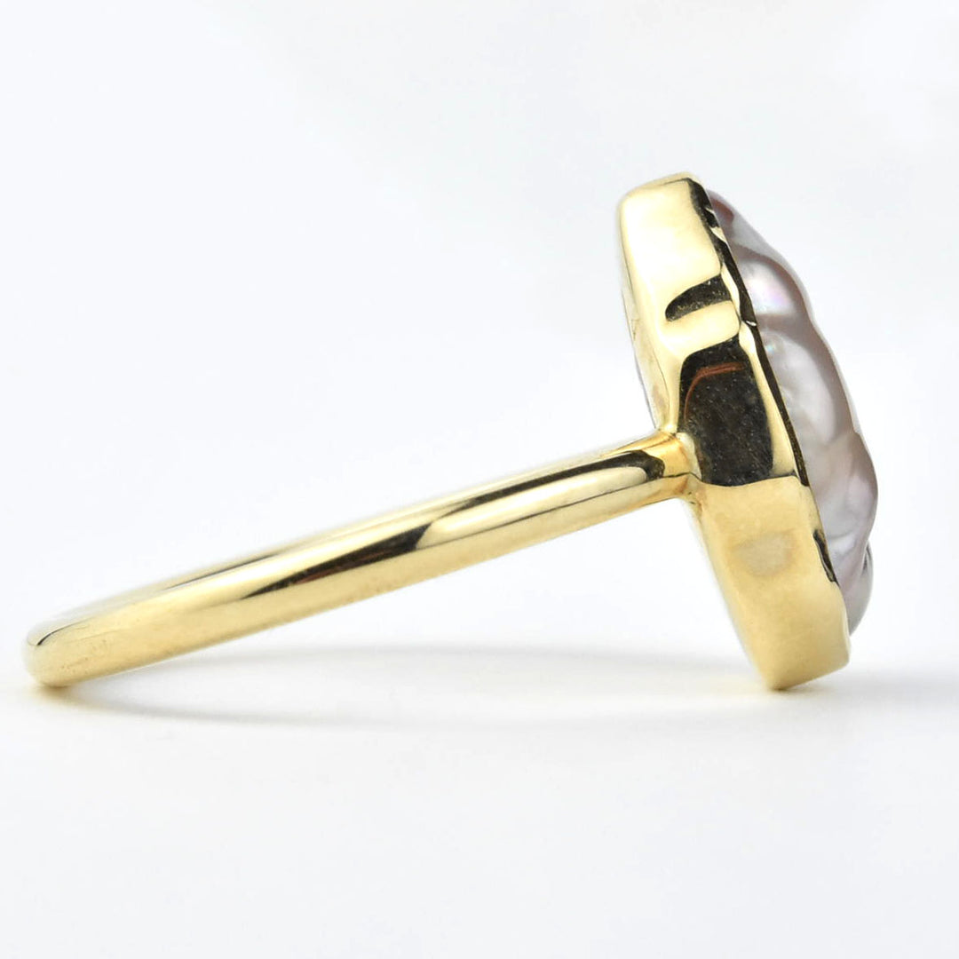 Baroque Pearl Ring in Yellow Gold - Goldmakers Fine Jewelry