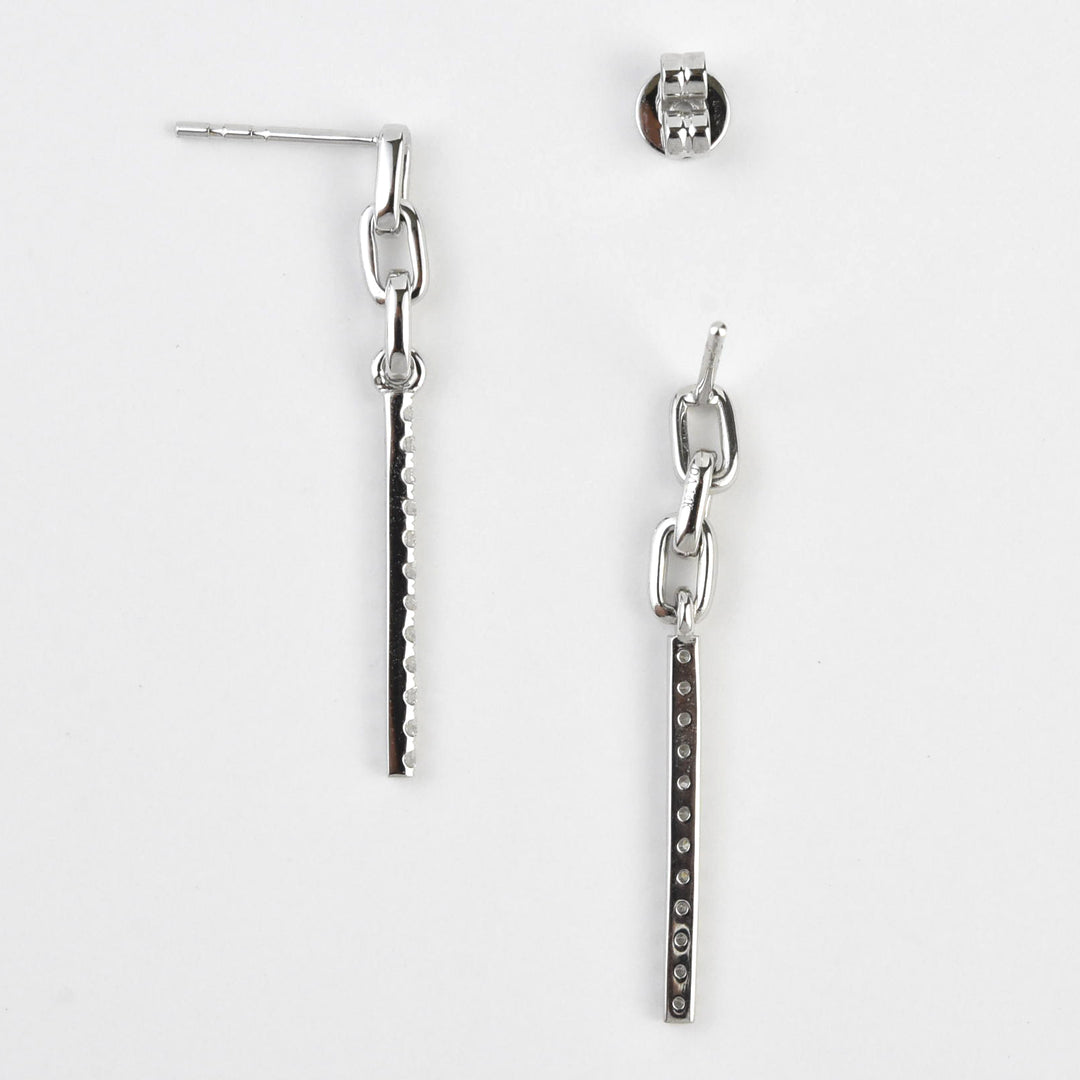 Pave Diamond and White Gold Chain Dangles - Goldmakers Fine Jewelry