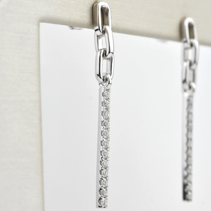 Pave Diamond and White Gold Chain Dangles - Goldmakers Fine Jewelry