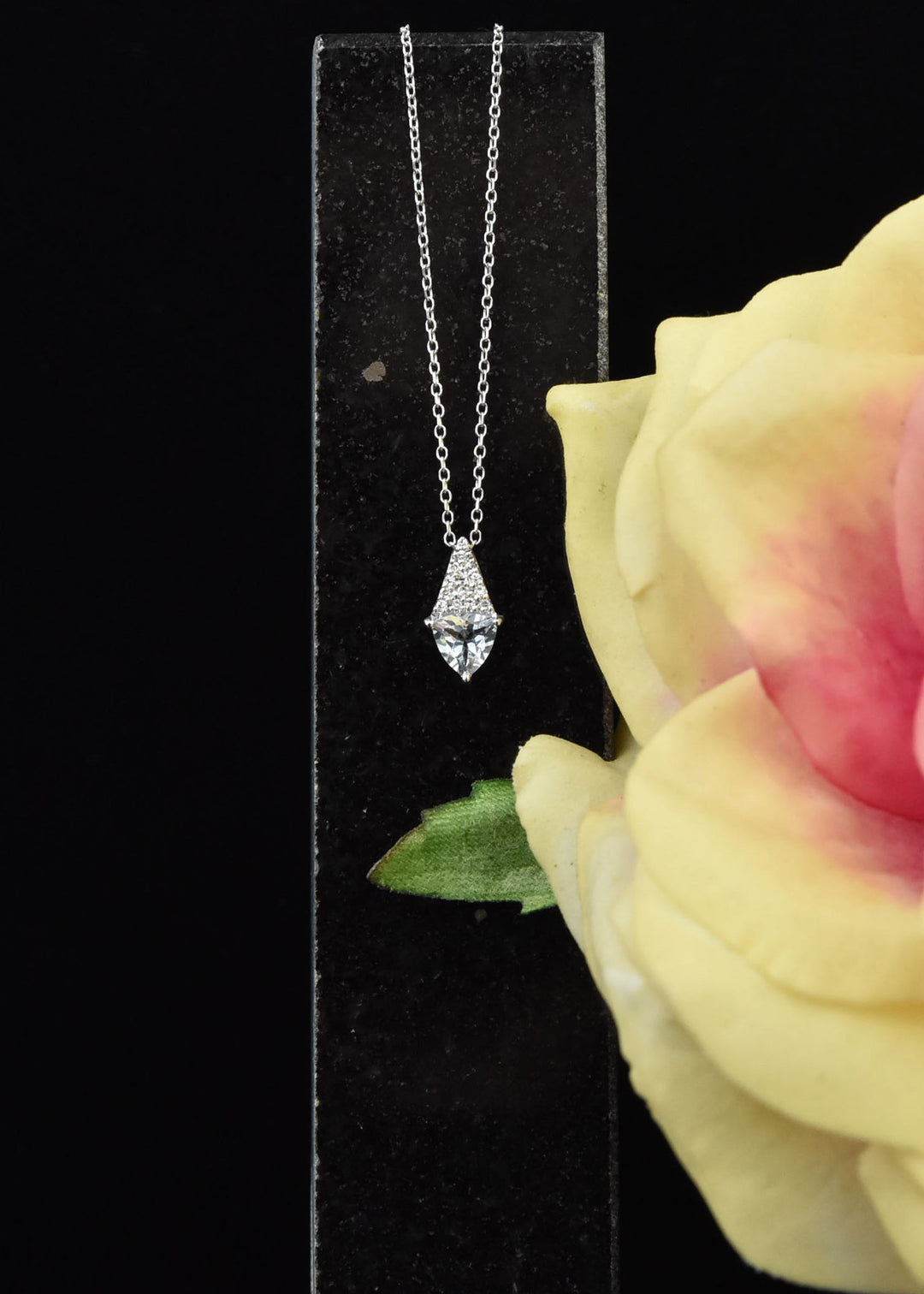 The Kate: Diamond and Aquamarine Necklace - Goldmakers Fine Jewelry