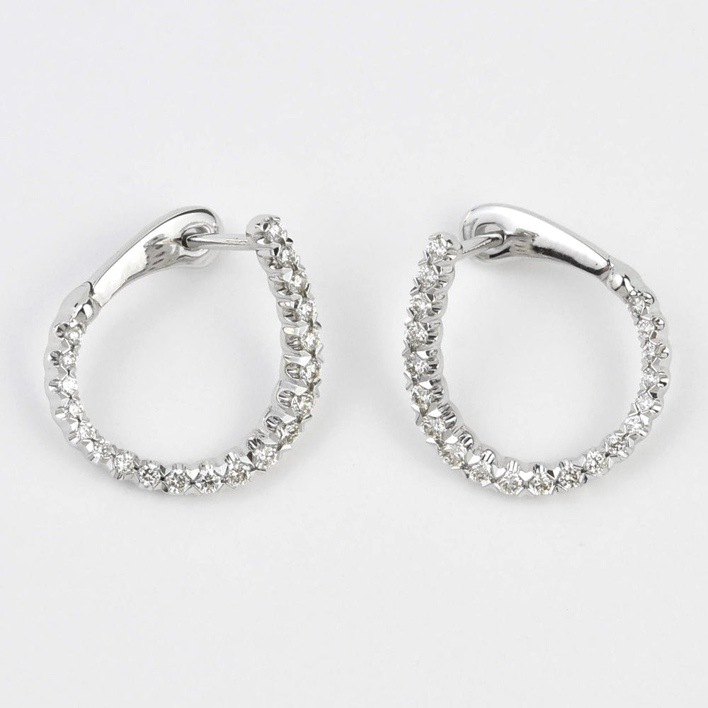Pave Diamond Front Facing Hoops in White Gold - Goldmakers Fine Jewelry