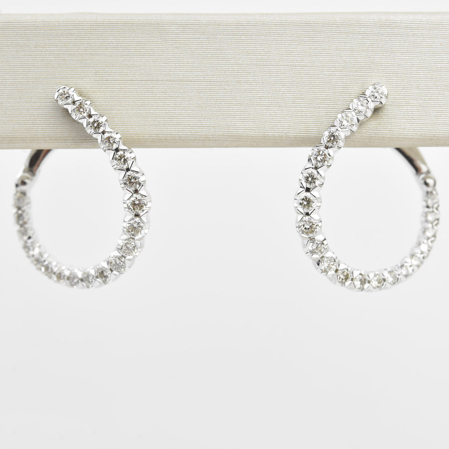 Pave Diamond Front Facing Hoops in White Gold - Goldmakers Fine Jewelry
