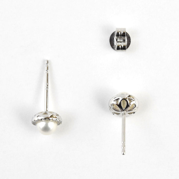Pearl and Diamond Halo Studs - Goldmakers Fine Jewelry