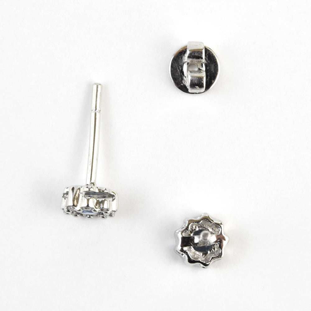Sapphire and Diamond Floral Halo Studs - Goldmakers Fine Jewelry