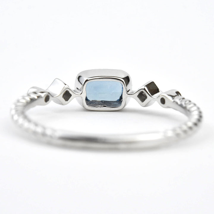 Delicate Sapphire and Diamond Ring in White Gold - Goldmakers Fine Jewelry