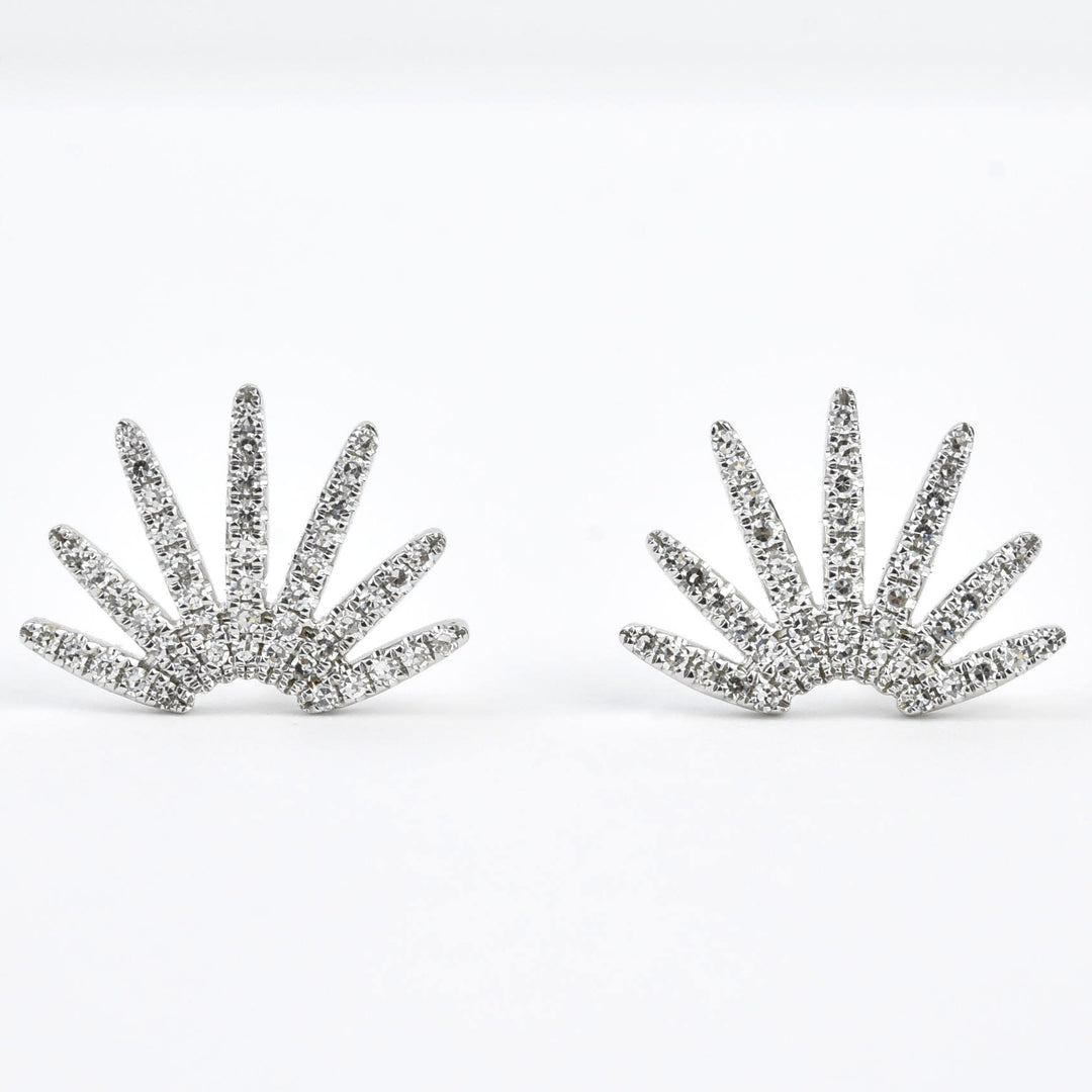 White Gold Diamond Starburst Earrings - Goldmakers Fine Jewelry