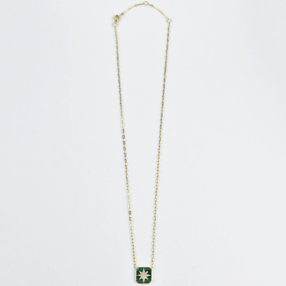 The Chloe: Malachite and Diamond Necklace - Goldmakers Fine Jewelry
