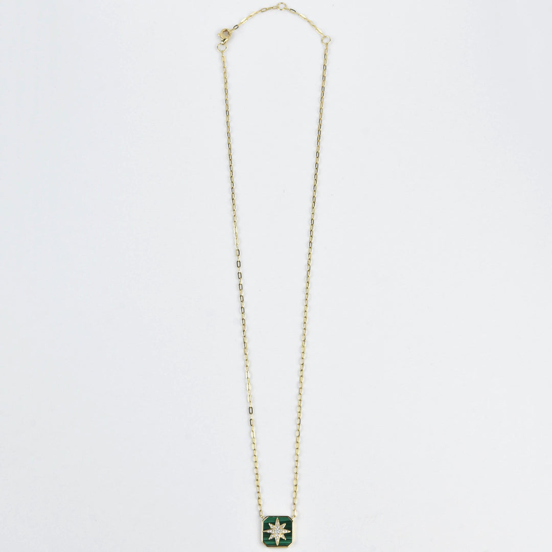The Chloe: Malachite and Diamond Necklace - Goldmakers Fine Jewelry