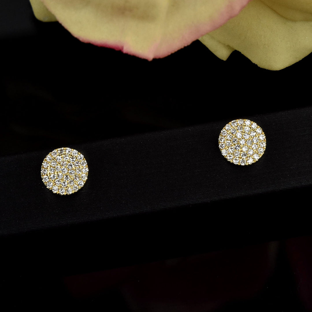 Diamond Disc Earrings in Yellow Gold - Goldmakers Fine Jewelry