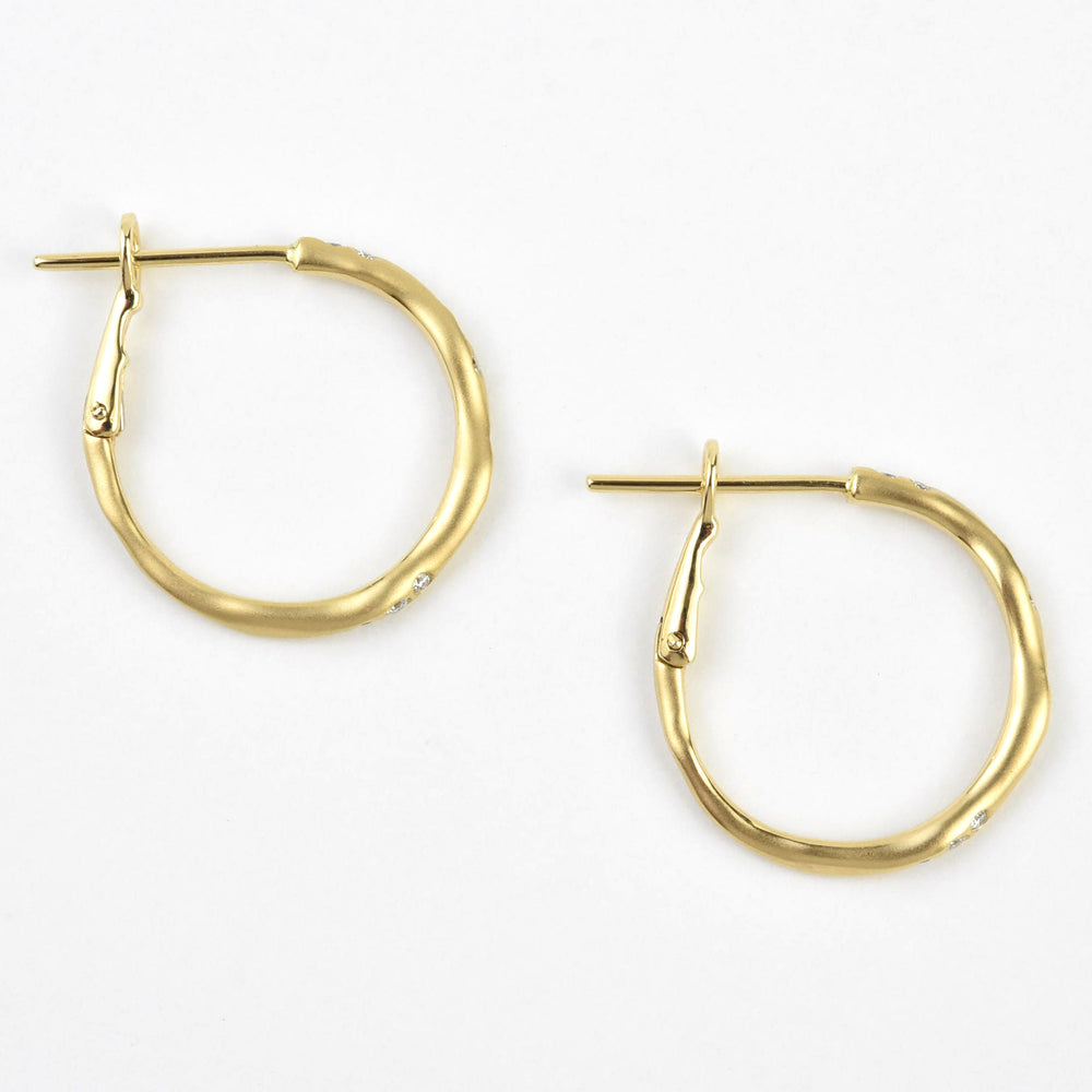 Wavy Gold and Diamond Hoops - Goldmakers Fine Jewelry