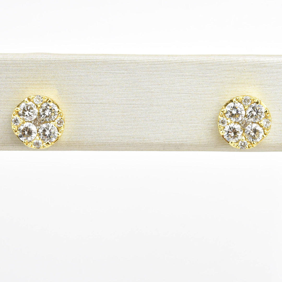 Yellow Gold Diamond Cluster Earrings - Goldmakers Fine Jewelry