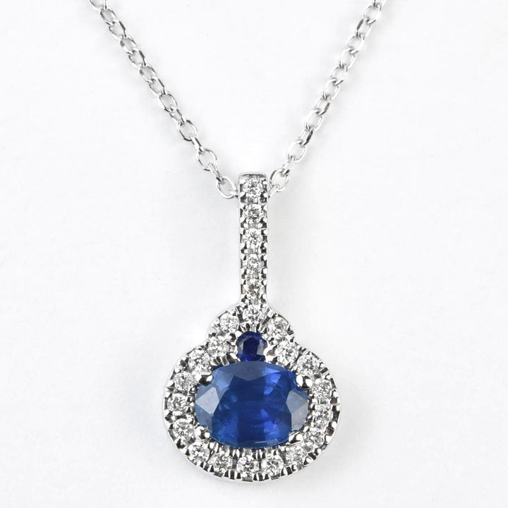 The Elizabeth: Sapphire Necklace in White Gold - Goldmakers Fine Jewelry