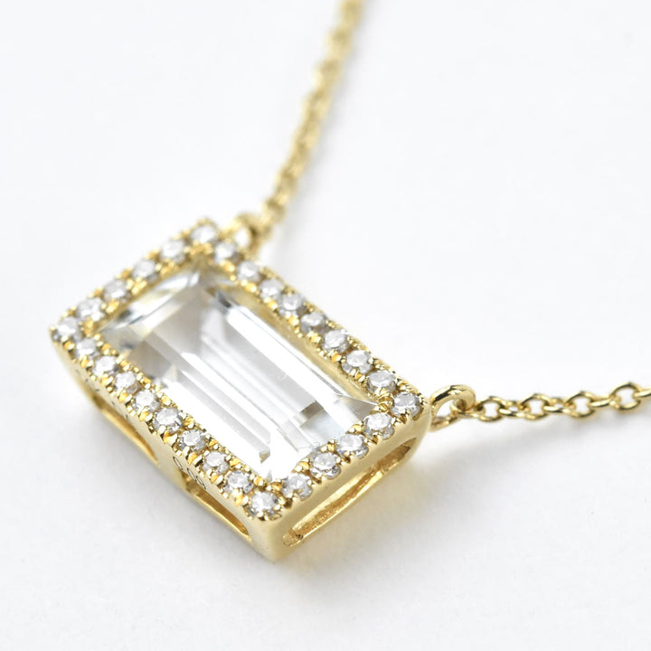The Ariel: Aquamarine Halo Necklace - Goldmakers Fine Jewelry