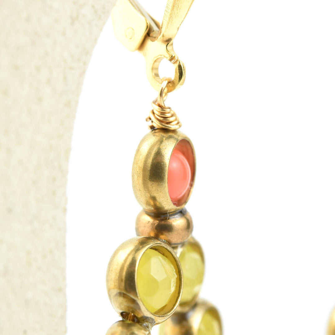 Beaded Olive Jade Brass Drops