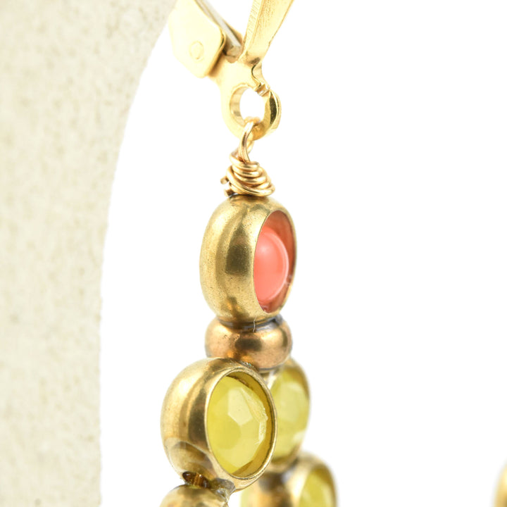 Beaded Olive Jade Brass Drops