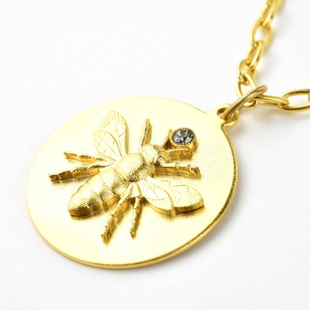 Bee Medallion with Crystal Accent