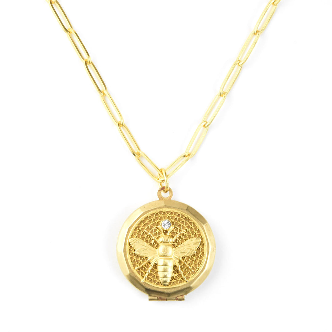 Bee Locket with Crystal