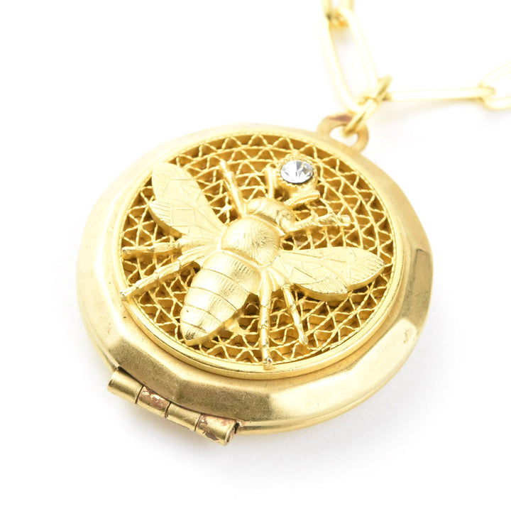 Bee Locket with Crystal