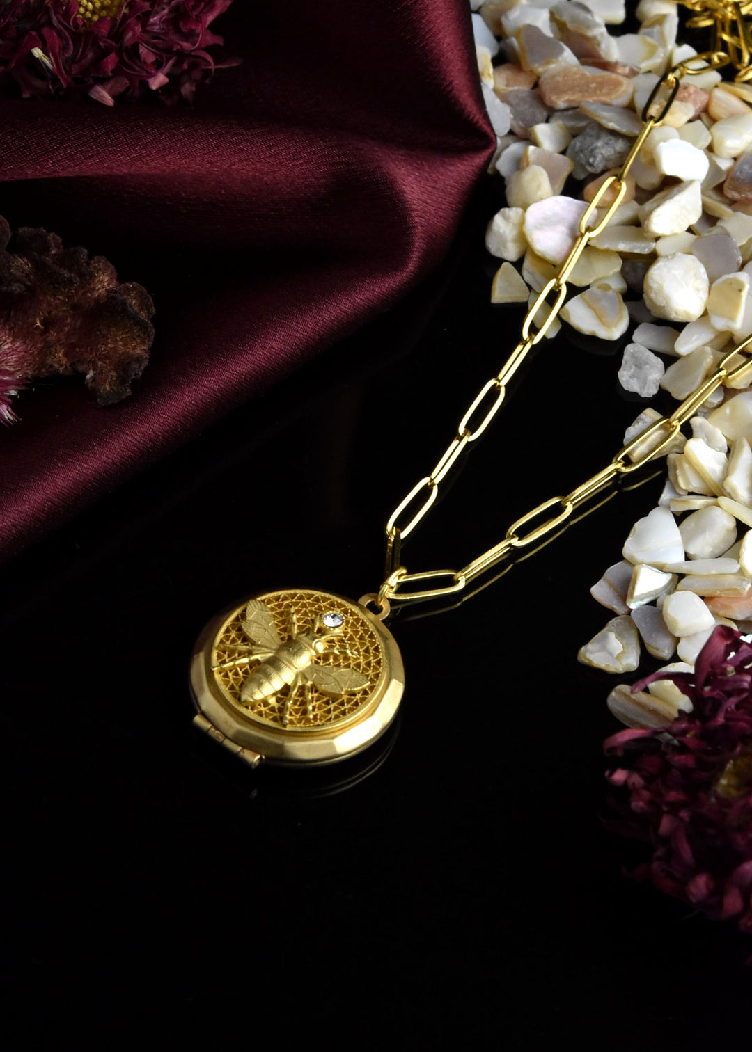 Bee Locket with Crystal