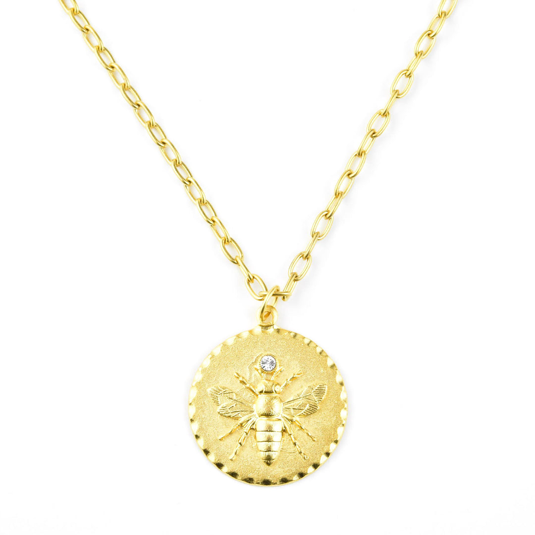 Bee Medallion with Crystal Accent