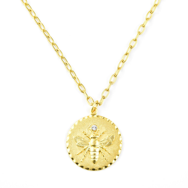 Bee Medallion with Crystal Accent