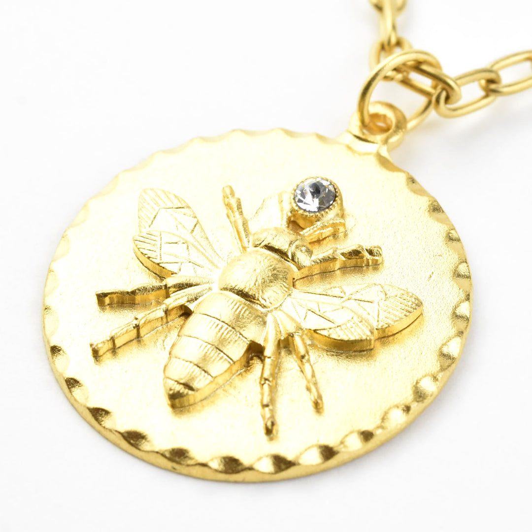 Bee Medallion with Crystal Accent