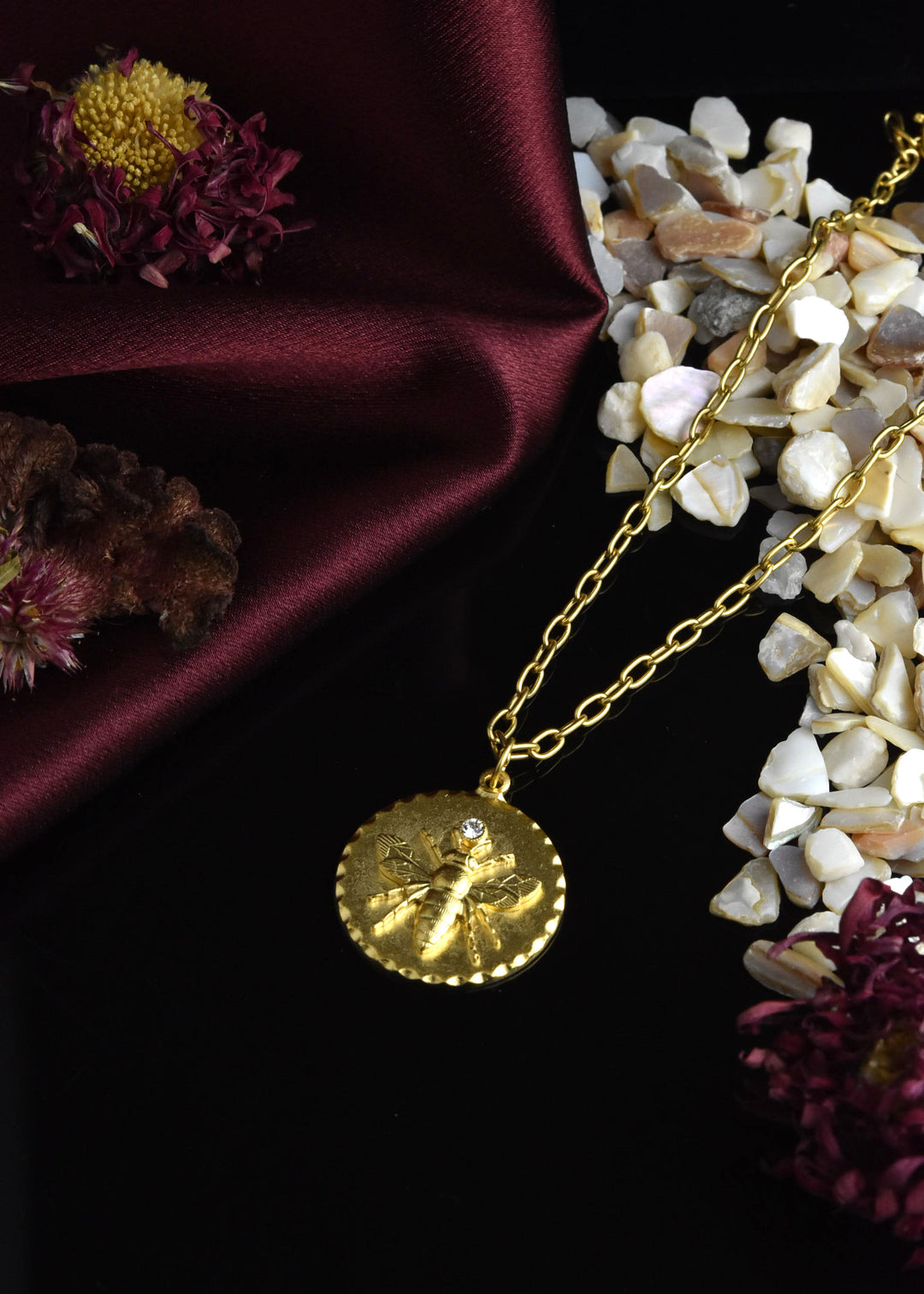 Bee Medallion with Crystal Accent