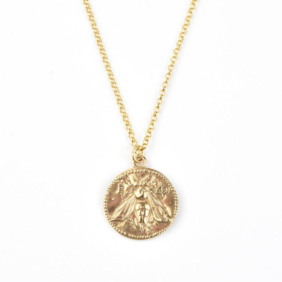 Honey Bee Coin Necklace