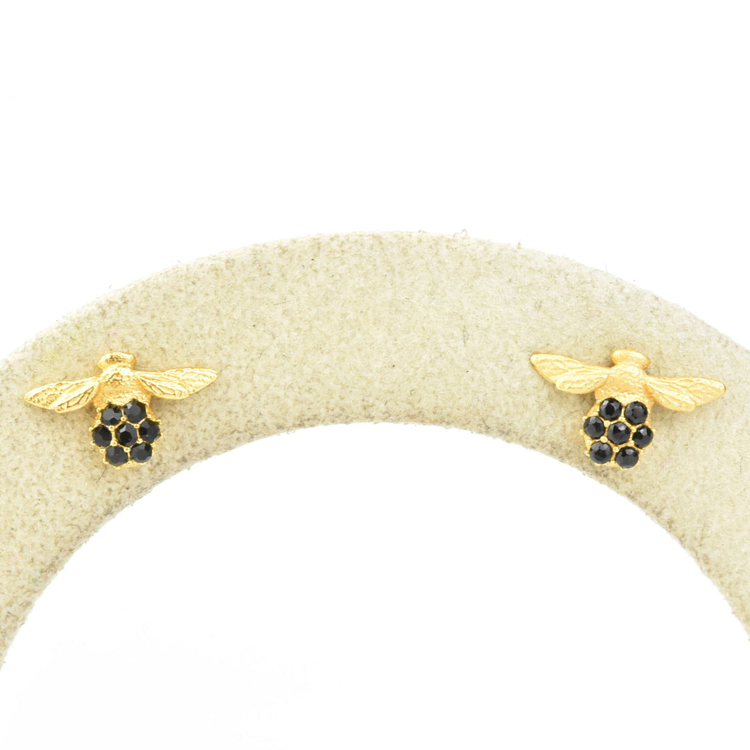 Bee Studs with Black Crystals