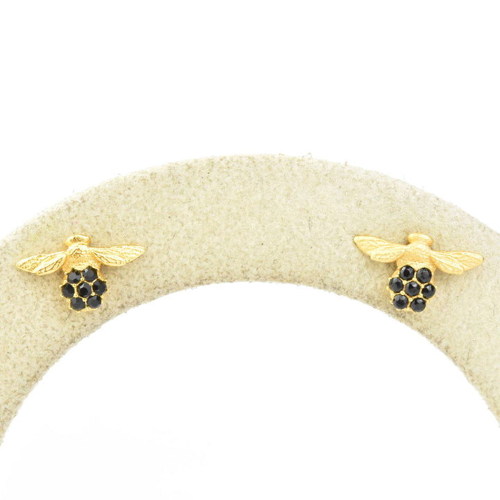 Bee Studs with Black Crystals