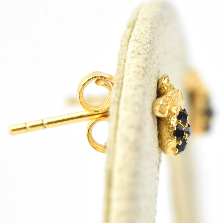 Bee Studs with Black Crystals