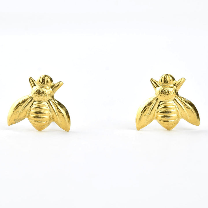 Bee Stud Earrings in Brass