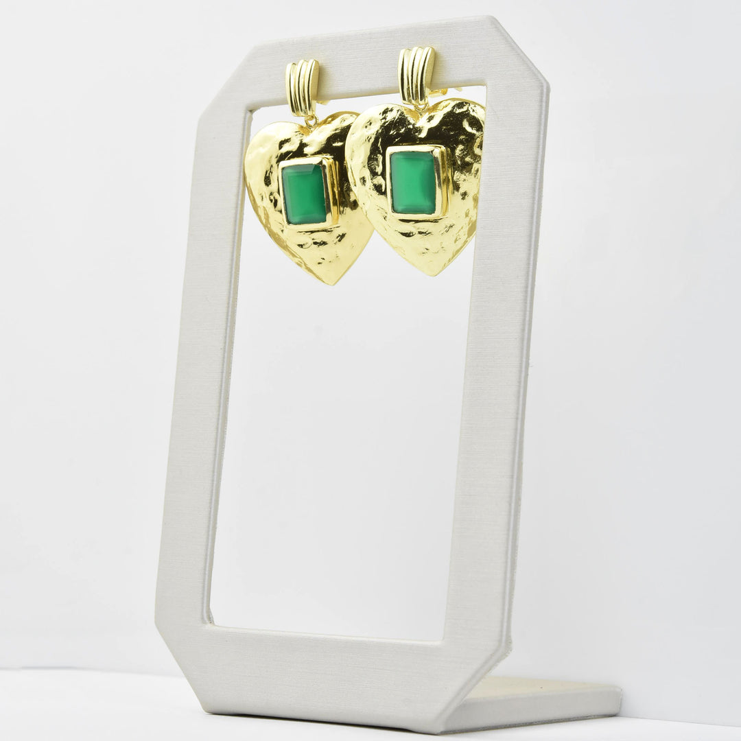 Big Heart Earrings with Gem - Goldmakers Fine Jewelry