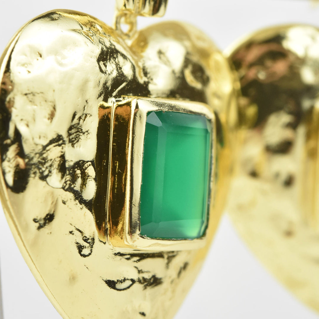 Big Heart Earrings with Gem - Goldmakers Fine Jewelry