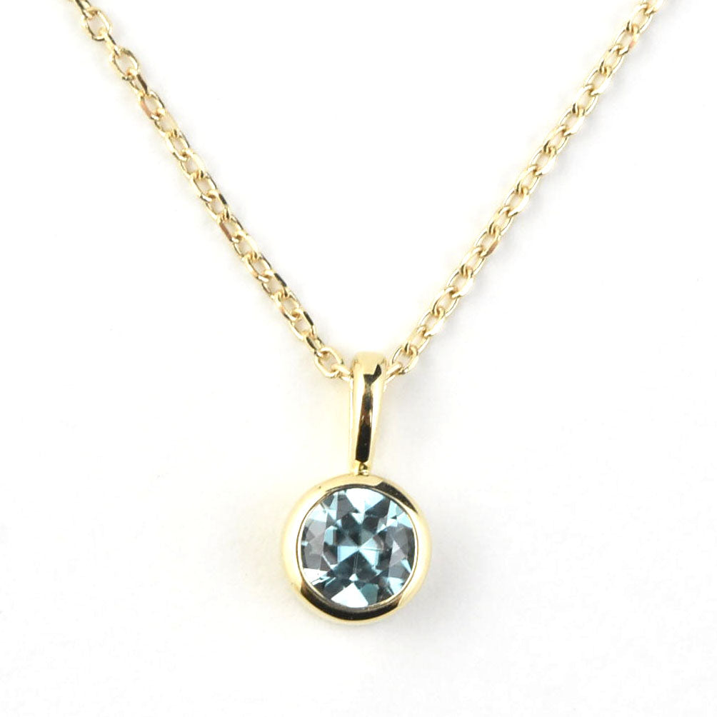 Bezel Set Birthstone Necklace, 14k Yellow Gold - Goldmakers Fine Jewelry
