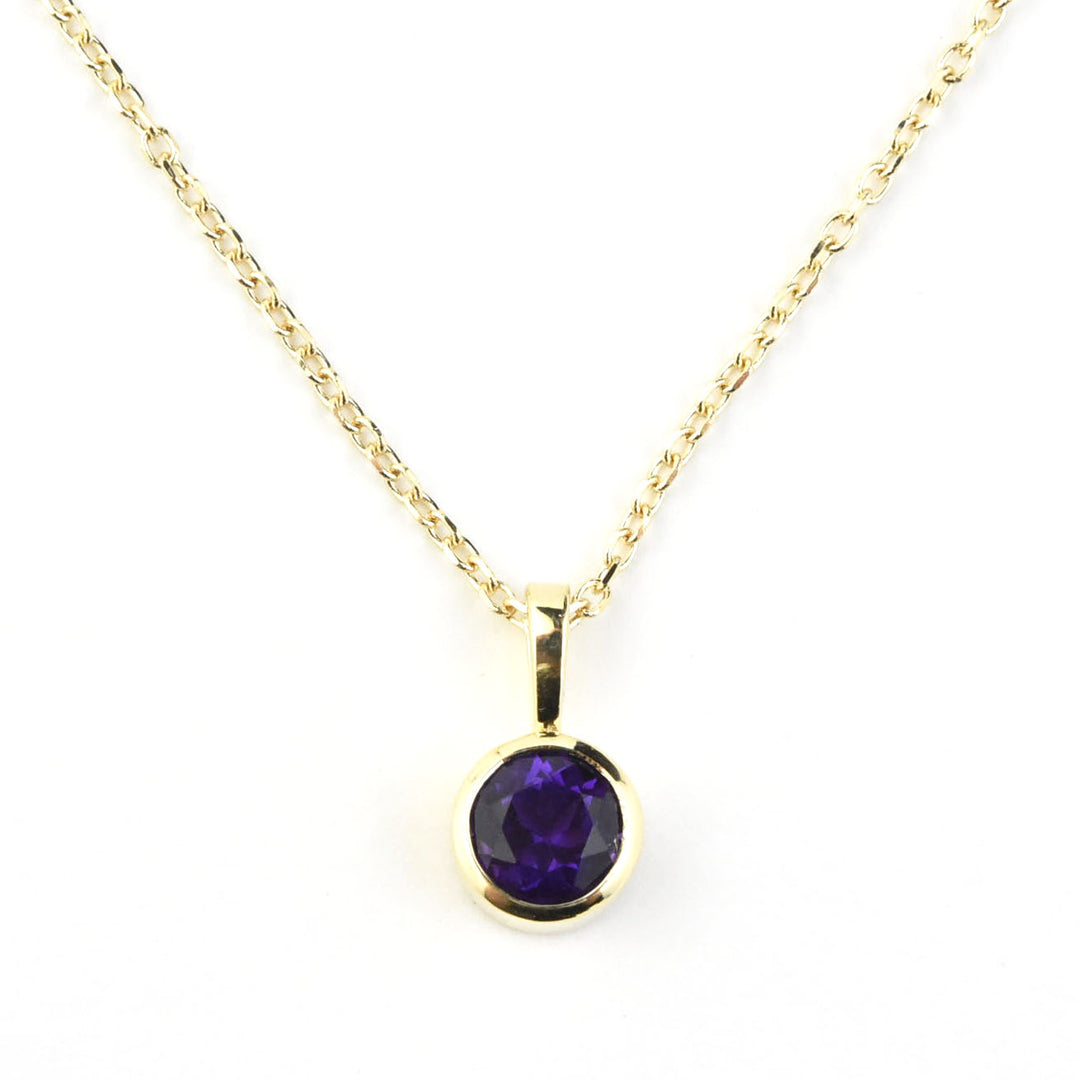 Bezel Set Birthstone Necklace, 14k Yellow Gold - Goldmakers Fine Jewelry