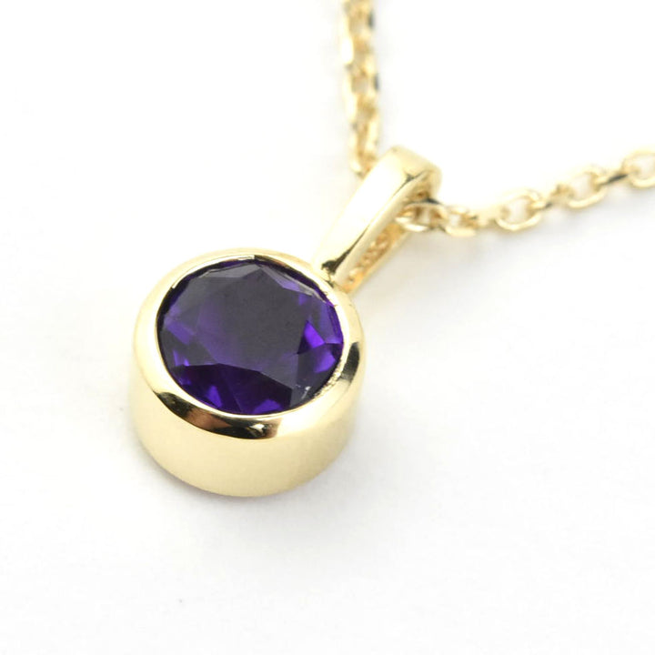 Bezel Set Birthstone Necklace, 14k Yellow Gold - Goldmakers Fine Jewelry