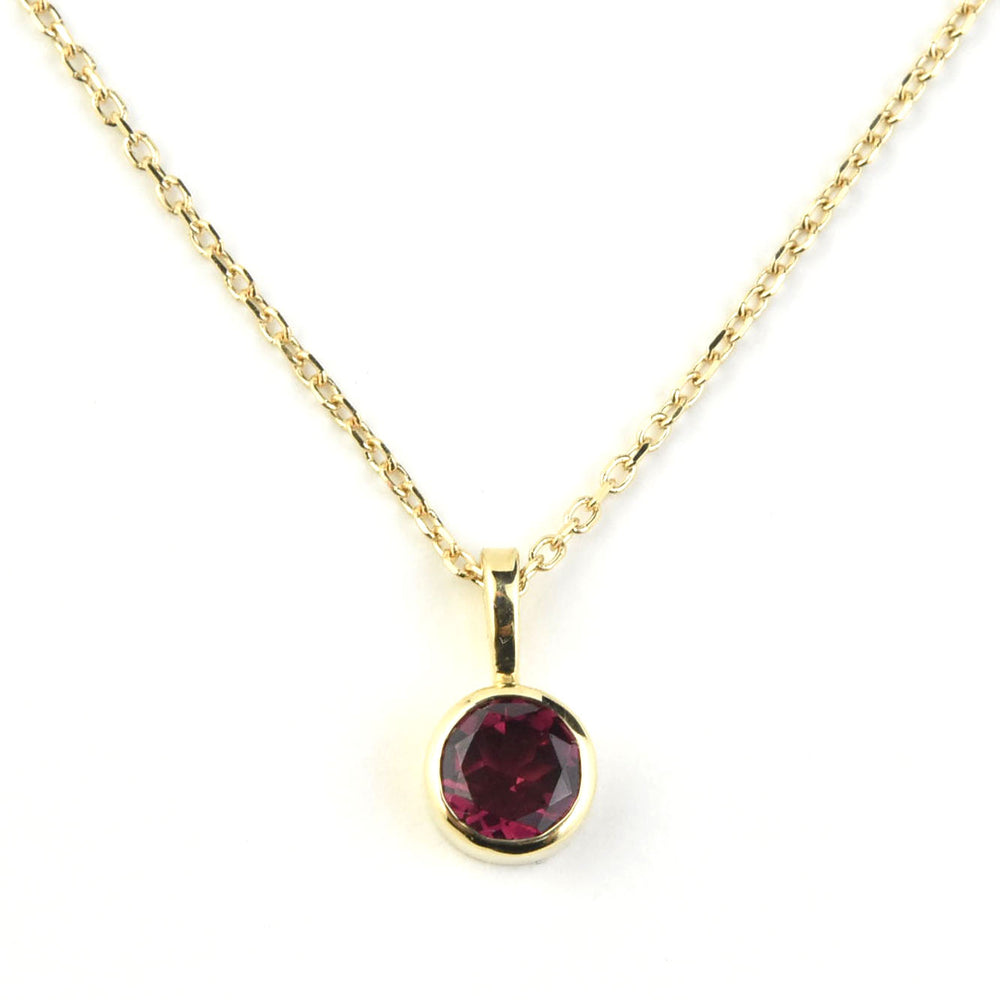 Bezel Set Birthstone Necklace, 14k Yellow Gold - Goldmakers Fine Jewelry