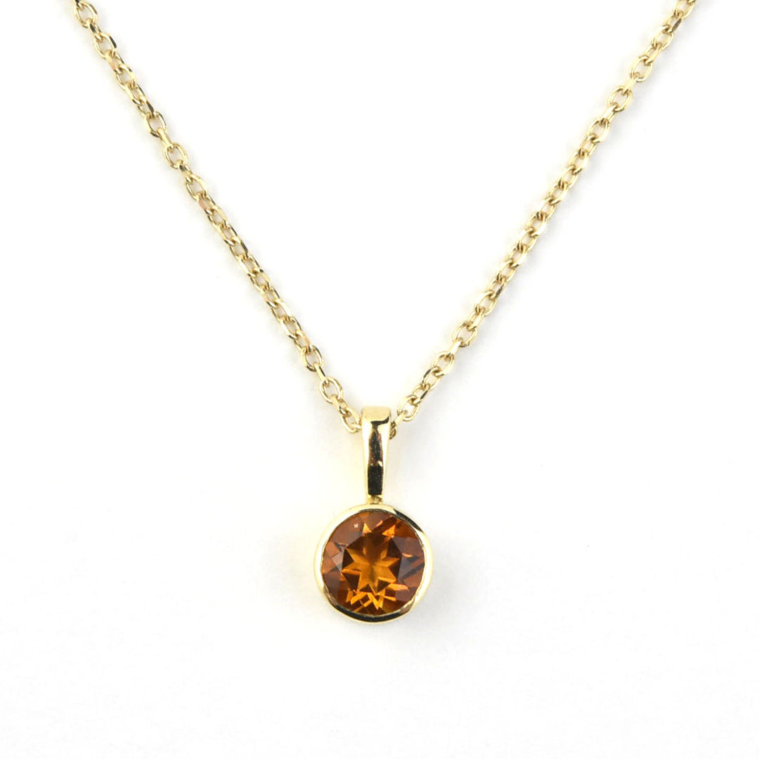 Bezel Set Birthstone Necklace, 14k Yellow Gold - Goldmakers Fine Jewelry