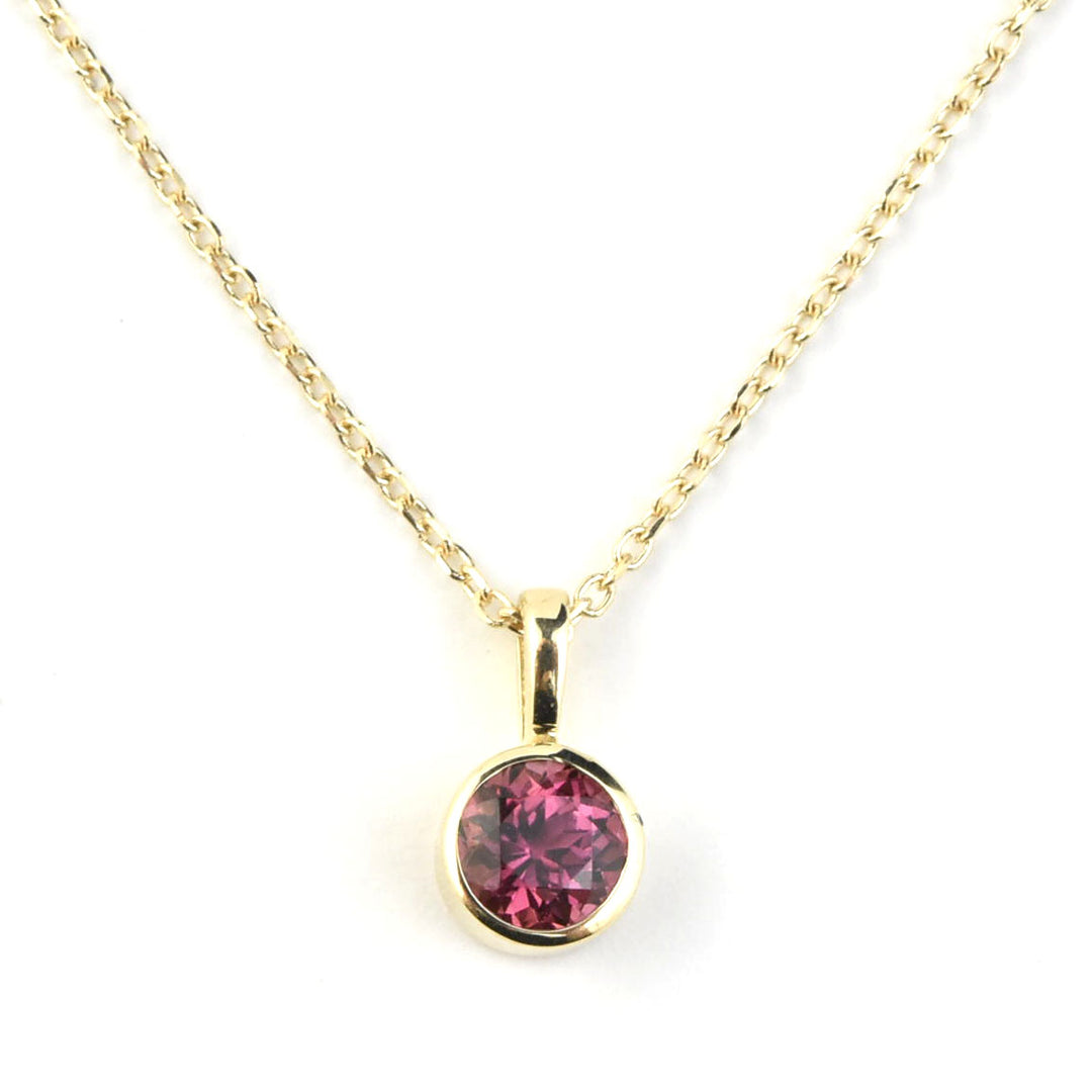 Bezel Set Birthstone Necklace, 14k Yellow Gold - Goldmakers Fine Jewelry